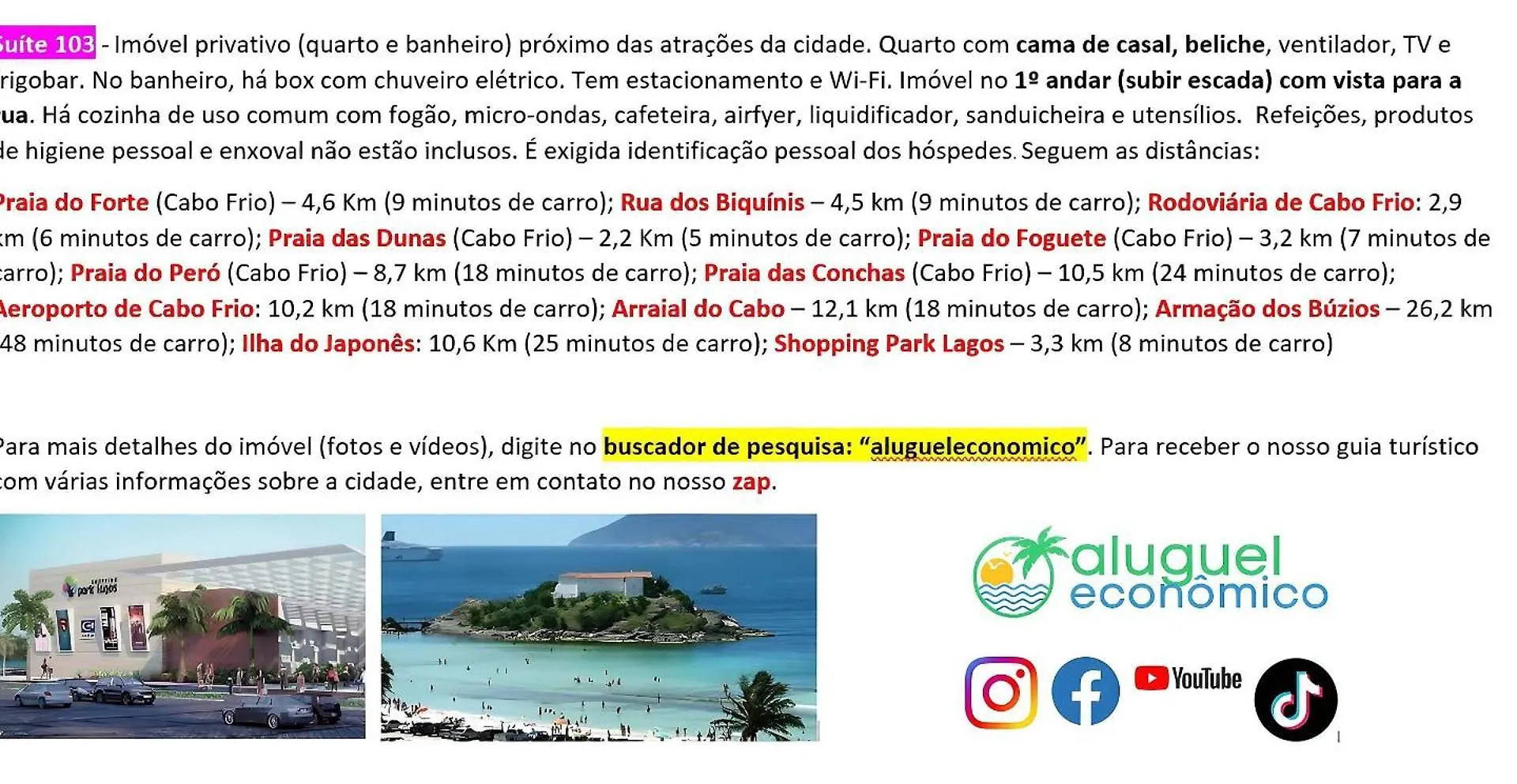 Apartamento Cabo Frio - Hospedagem Central - Aluguel Economico Brasil