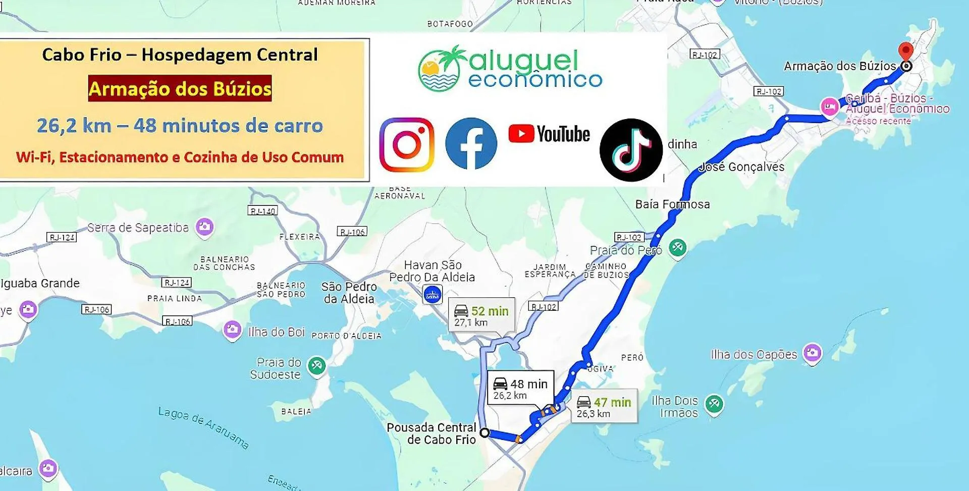 Apartamento Cabo Frio - Hospedagem Central - Aluguel Economico